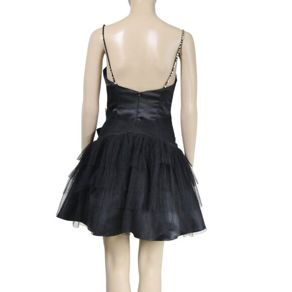 VTG Hannah S Y2K 4 Whimsigoth Fairy Goth Black Prom Witchy  BOW Mini Tutu Dress - Picture 6 of 13